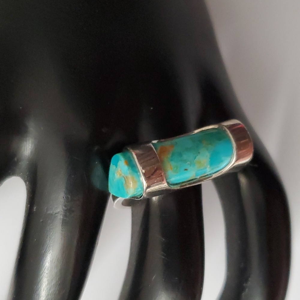 Imbalanced Sterling Silver 925 Turquoise Bar Ring